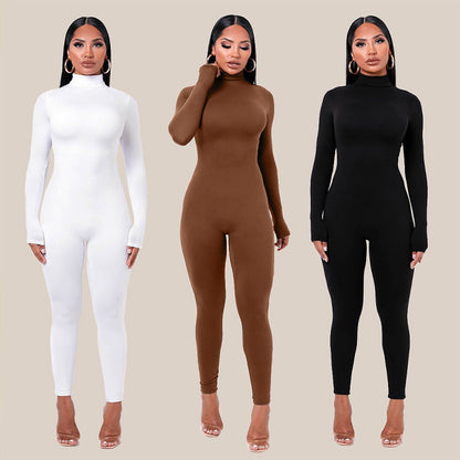 Solid Color Compression Fitness Jumpsuit